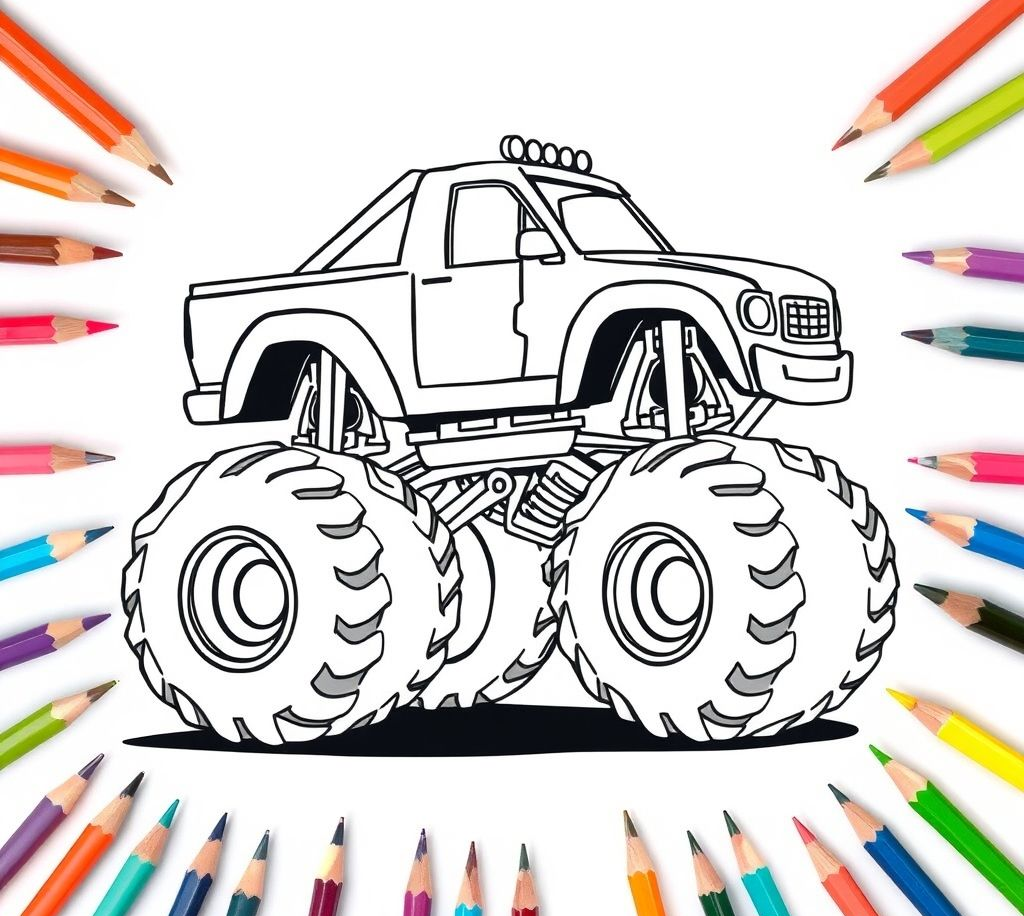 Monster Truck Coloring Pages for Adventure & Creativity