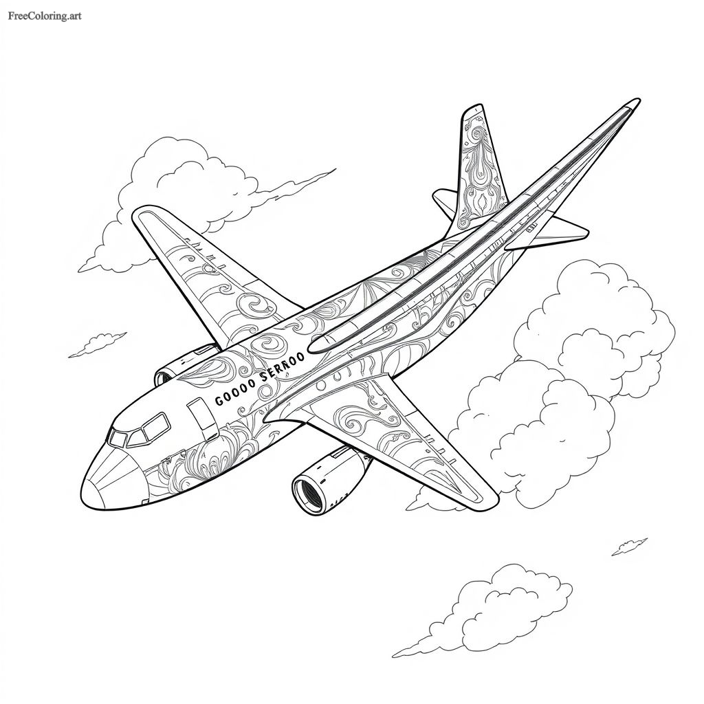 Airplane In A Banked Turn Coloring Page
