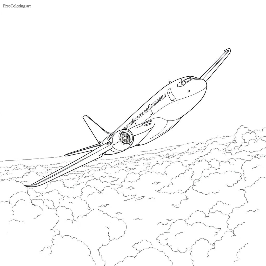 Airplane With Clear Skies Coloring Page