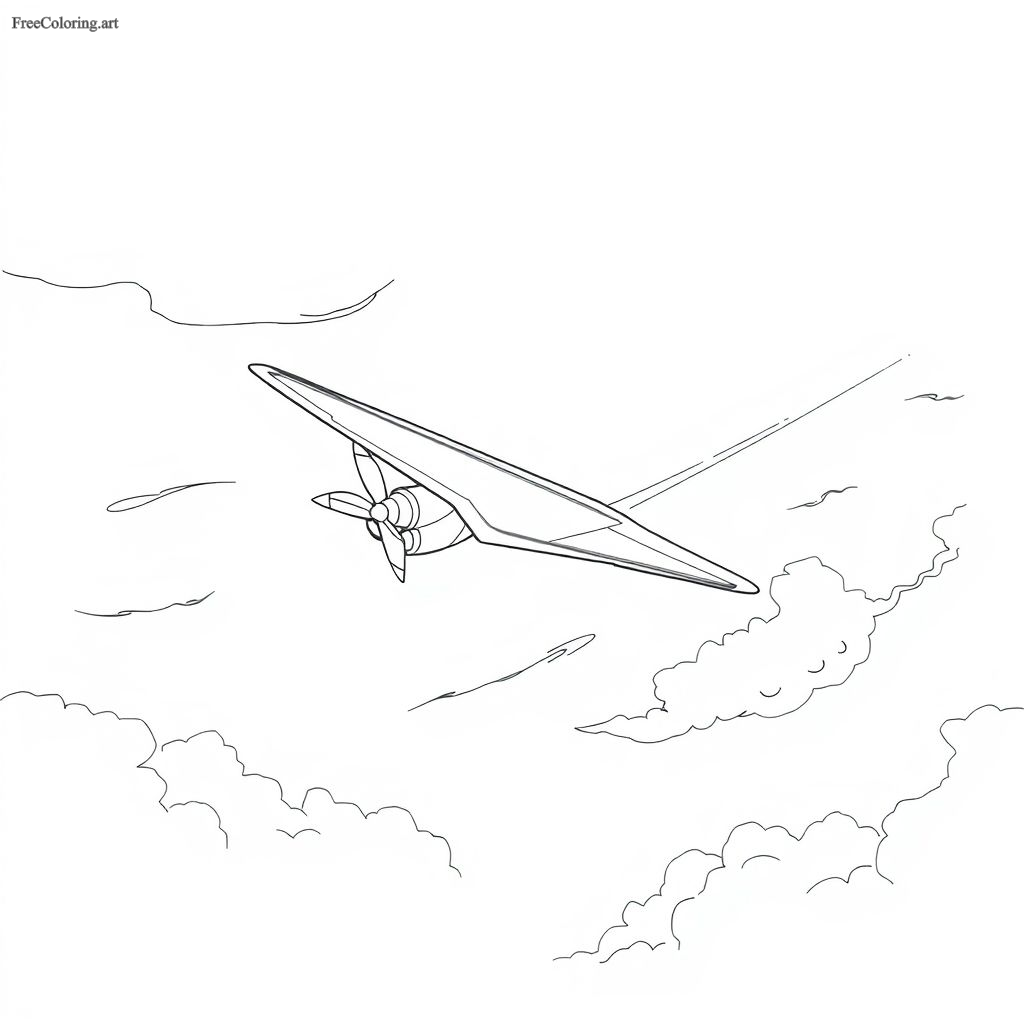 Airplane With Contrails Coloring Page