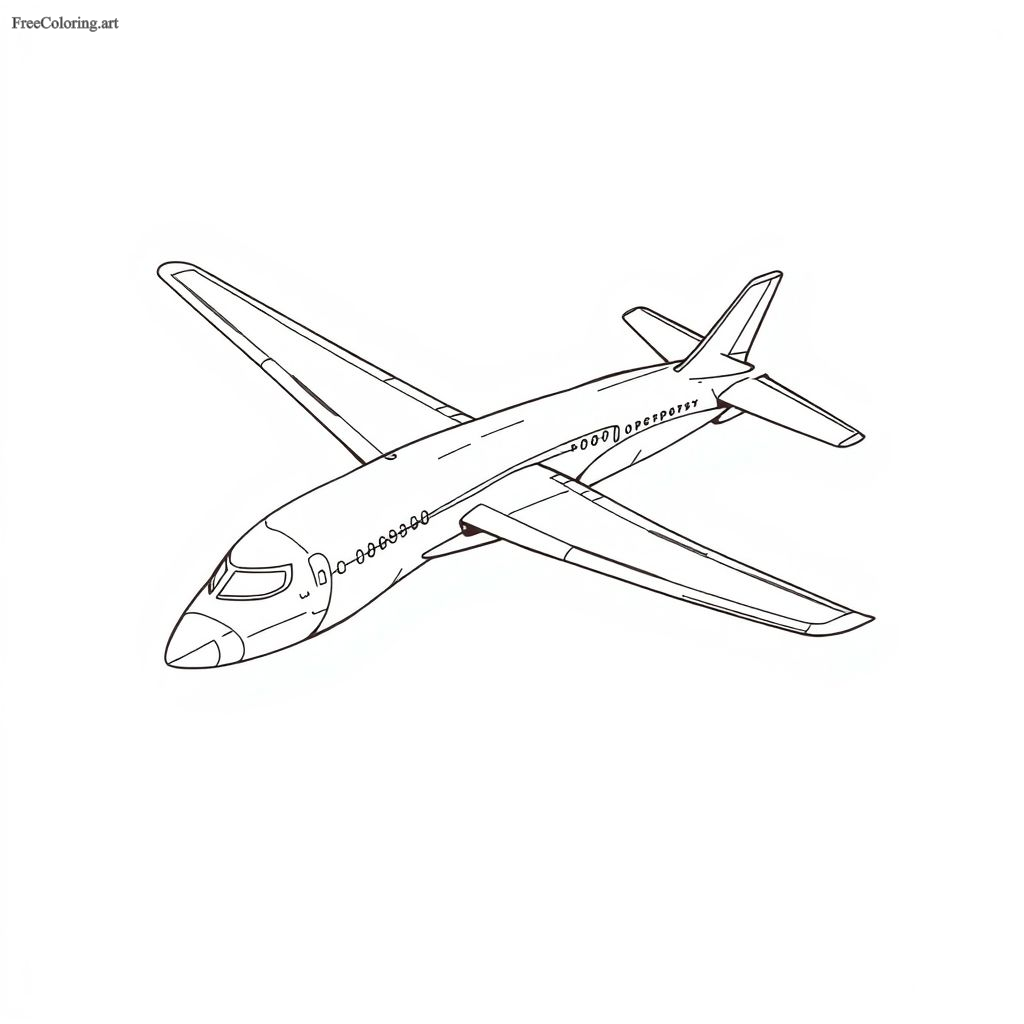 Airplane With Sharp Turns Coloring Page