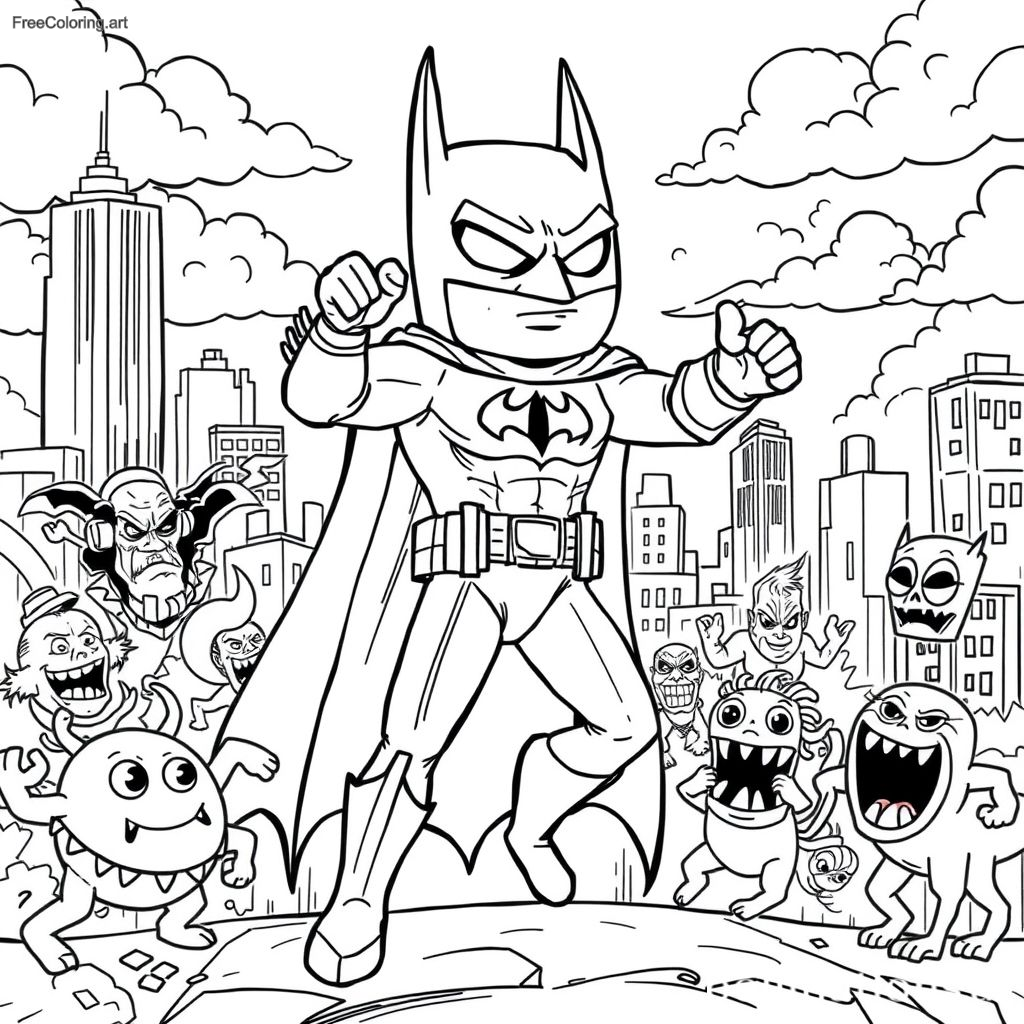 Batman Battling Foes