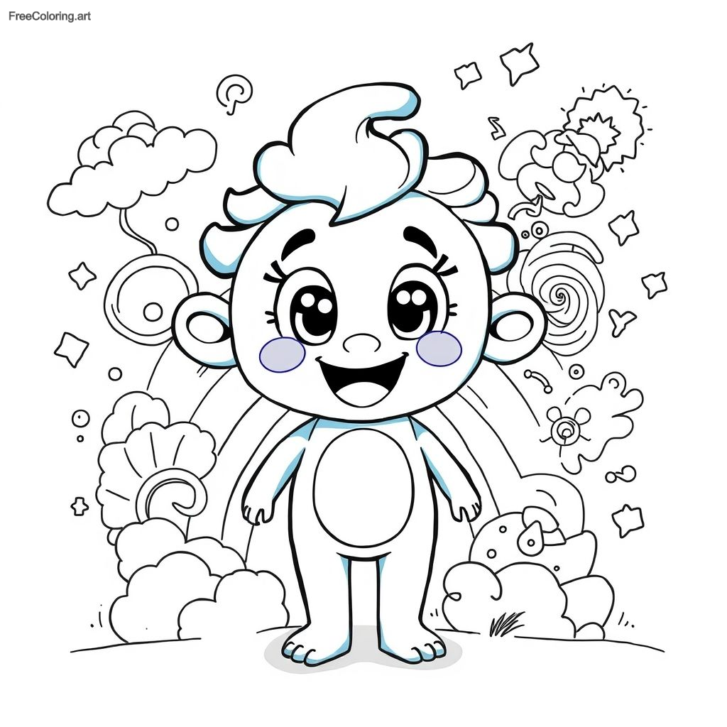 Blue Rainbow Friend excité