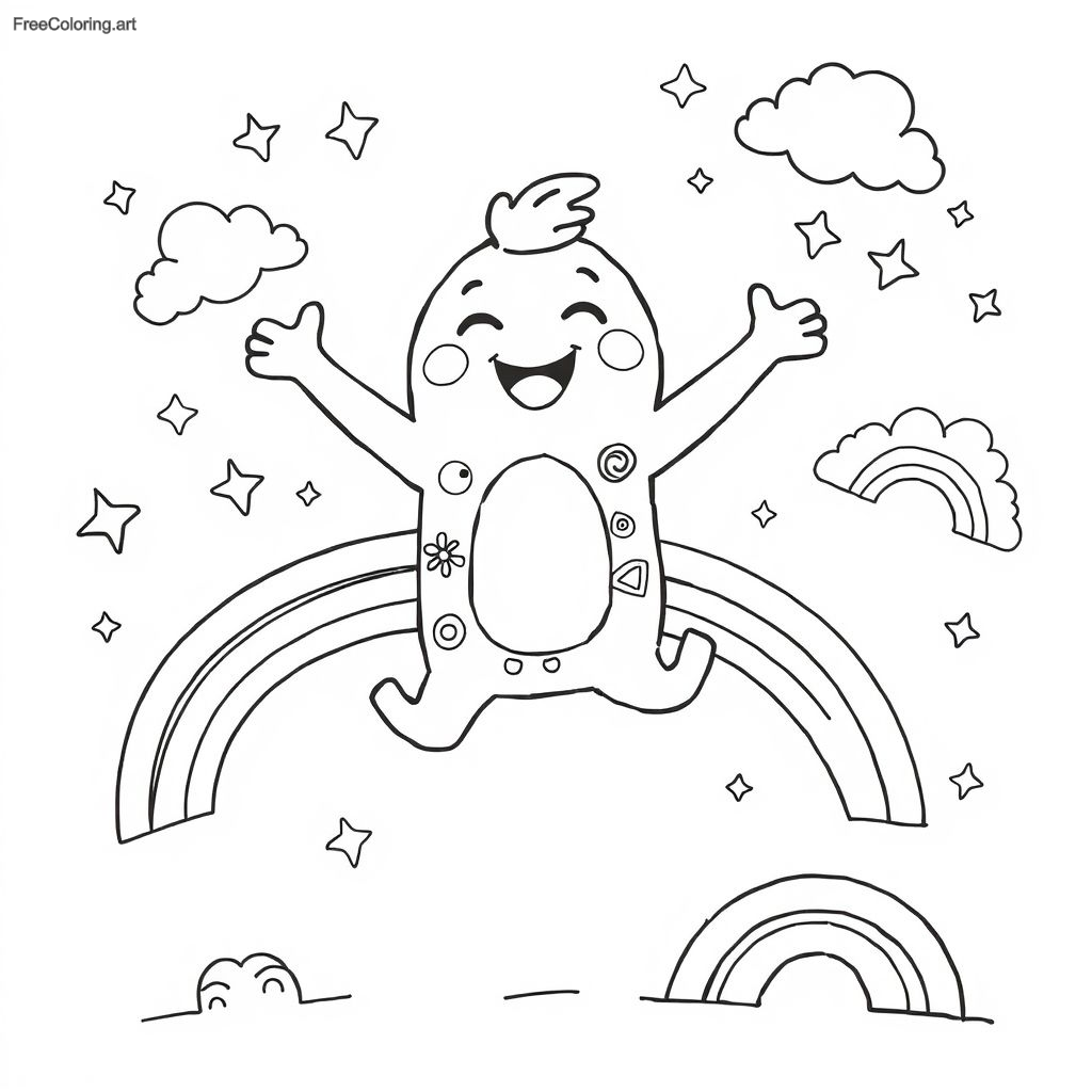 Blue Rainbow Friend qui saute