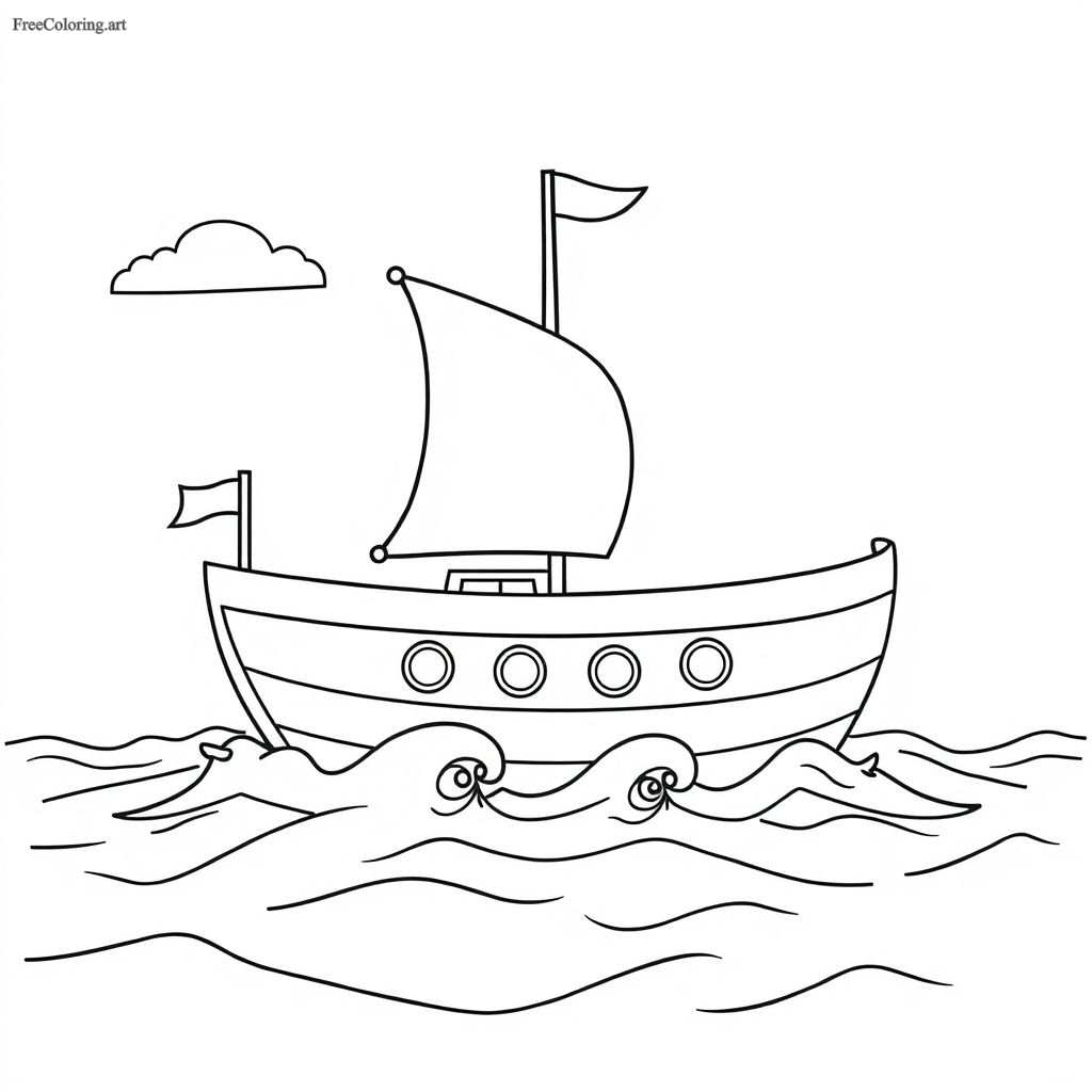Bold Boat Coloring Page