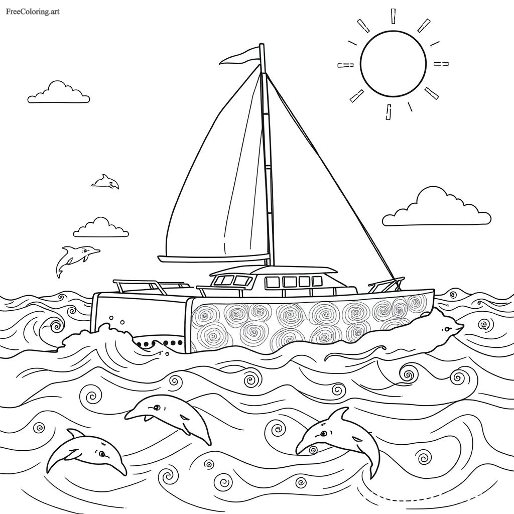 Catamaran Coloring Page