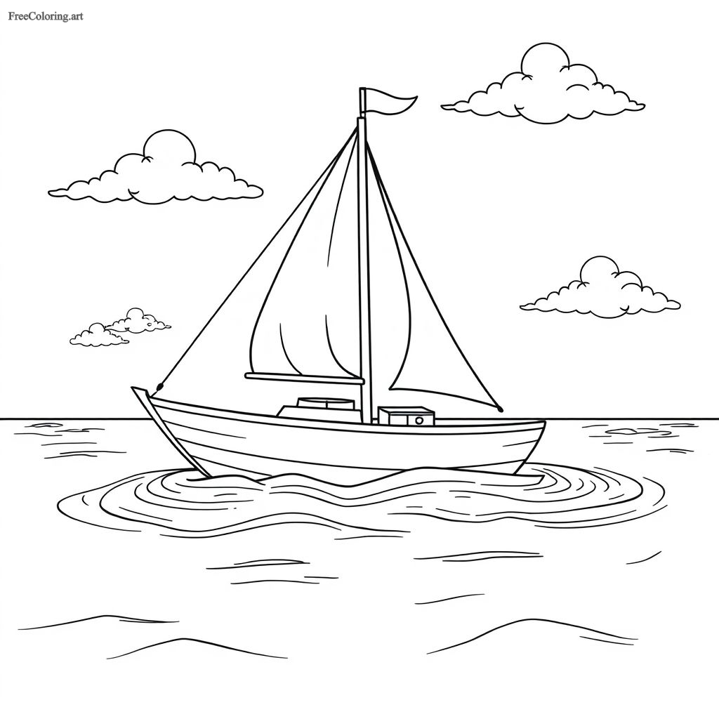 Classic Boat Coloring Page