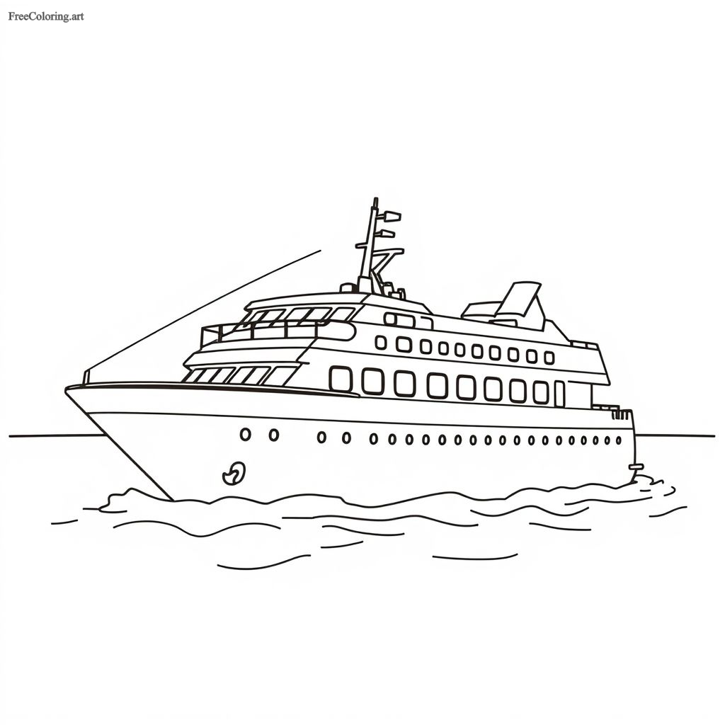 Cruise Boat Coloring Page