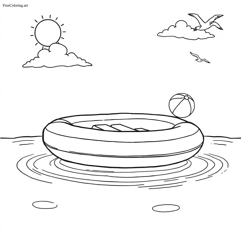 Inflatable Boat Coloring Page