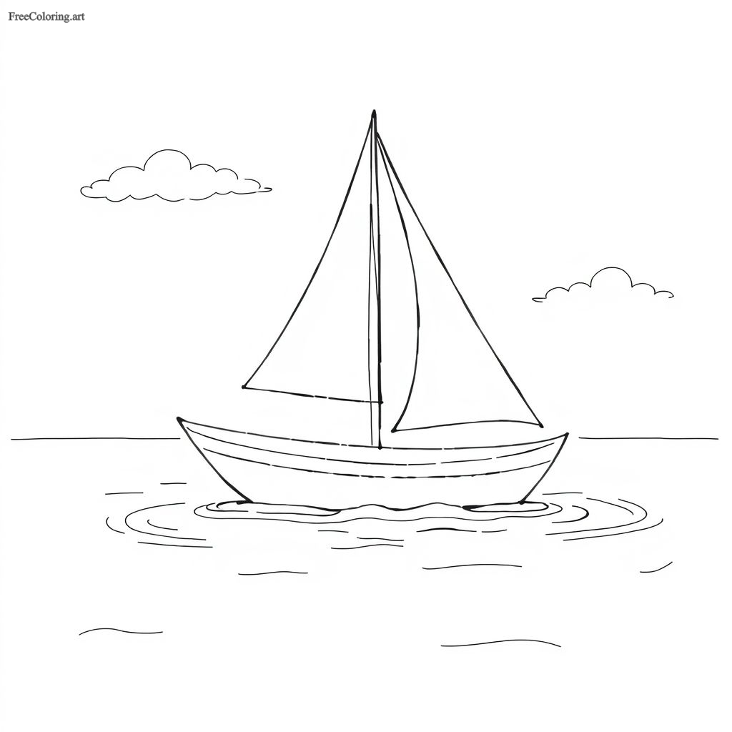 Minimalist Boat Coloring Page