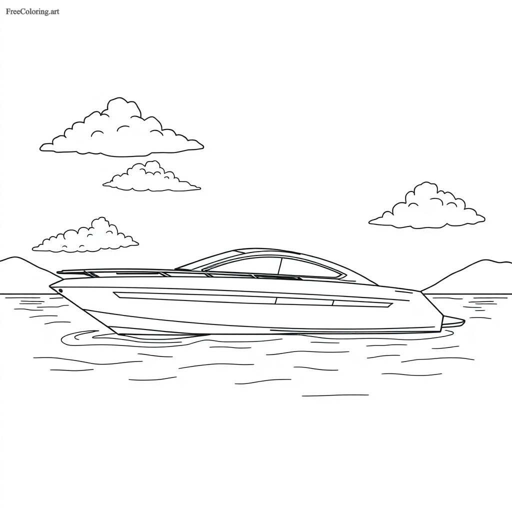 Modern Boat Coloring Page