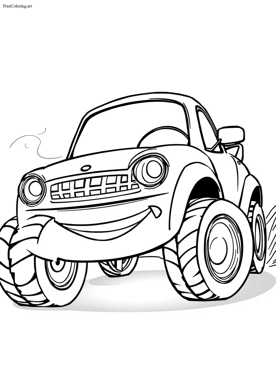Car With Bold Outlines Coloring Page