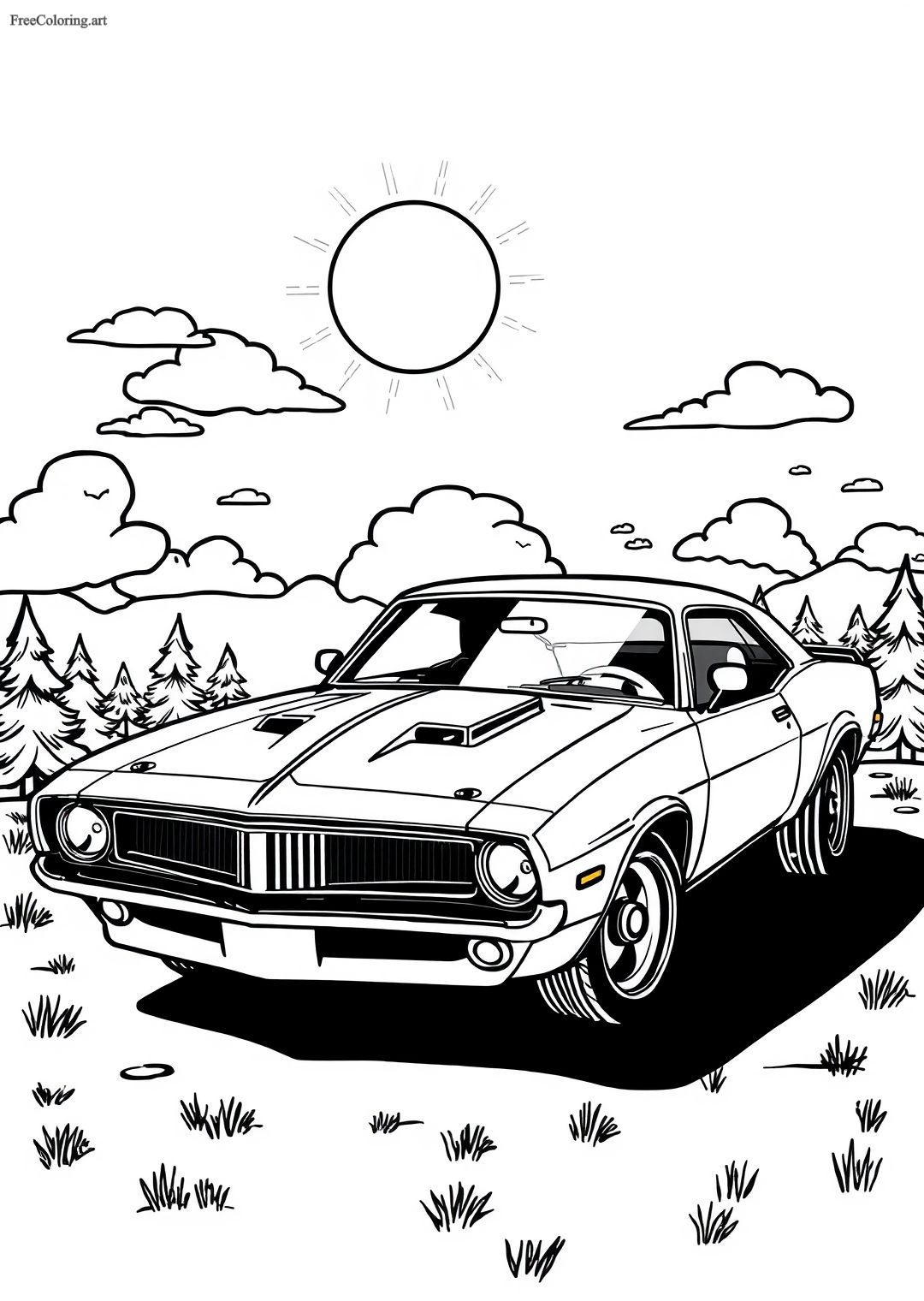 Classic Muscle Car Coloring Page