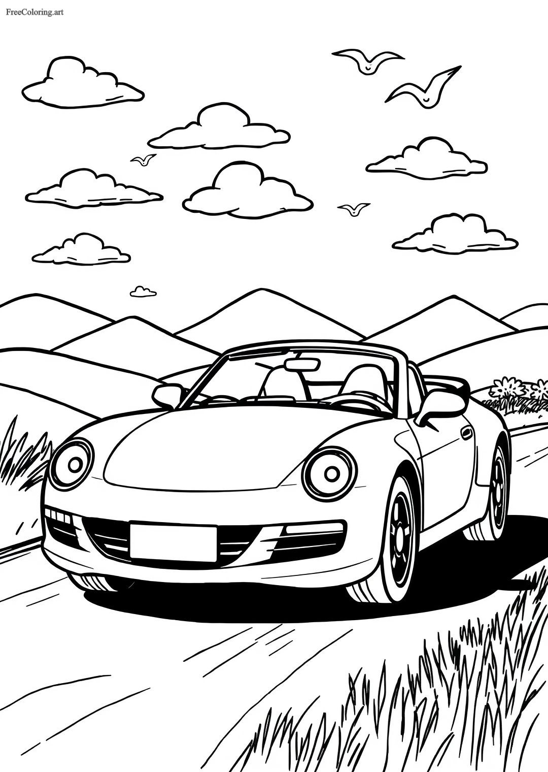 Convertible Car Coloring Page