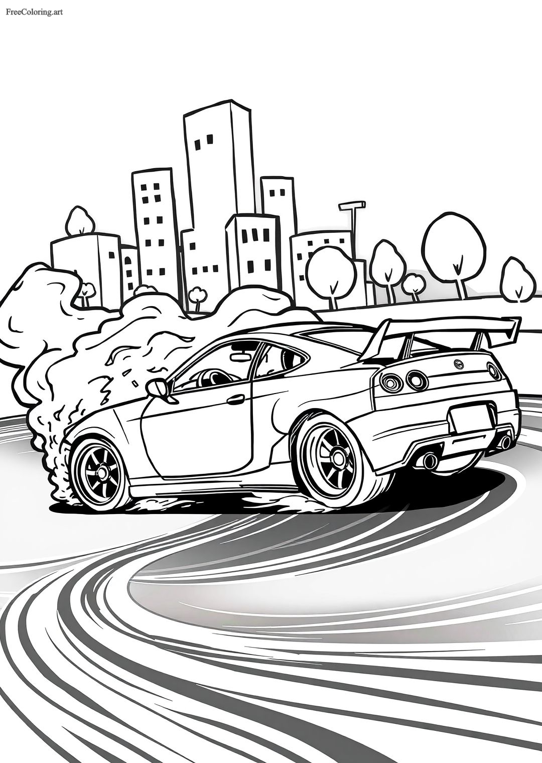 Drifting Car Coloring Page