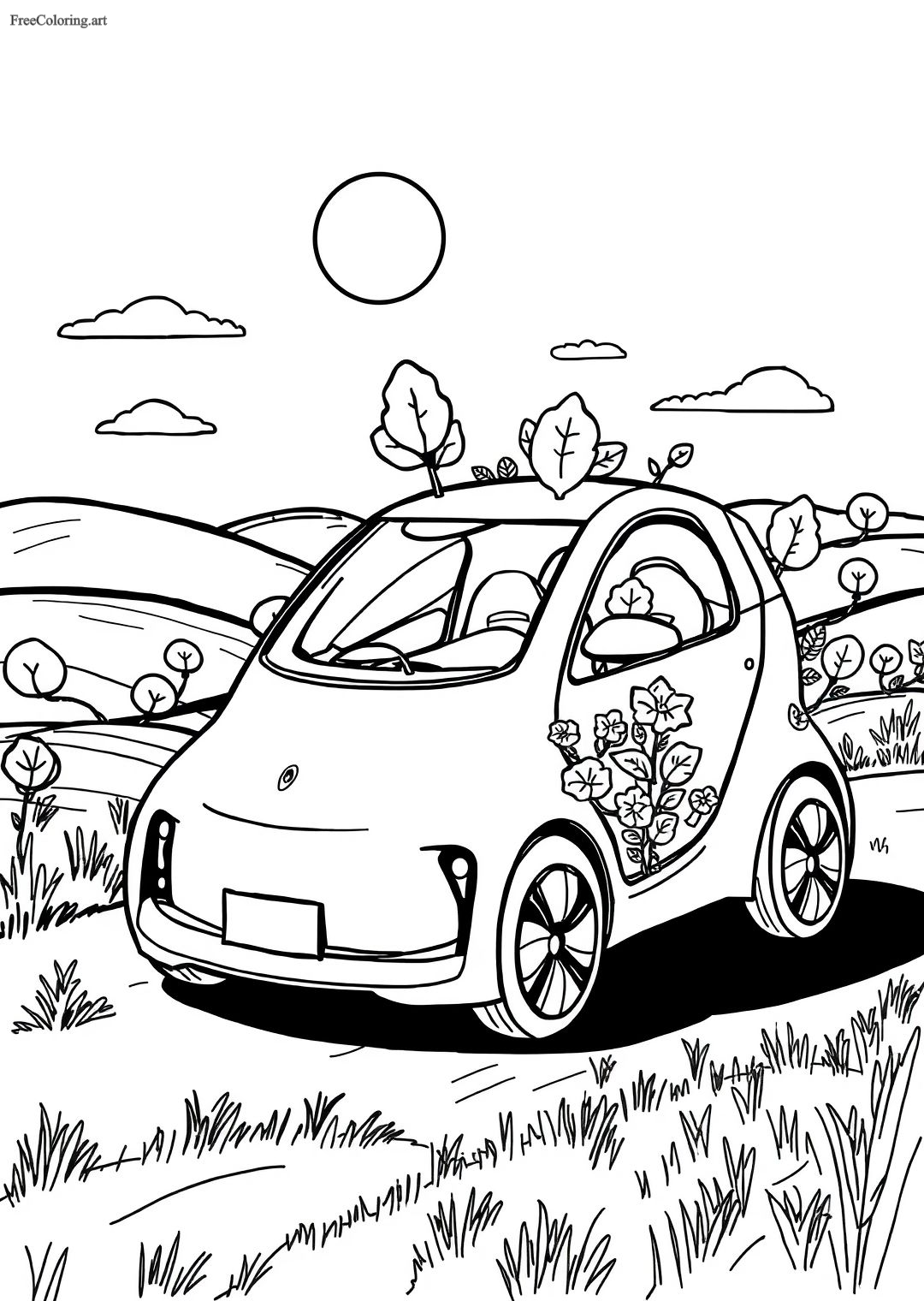 Eco Car Coloring Page