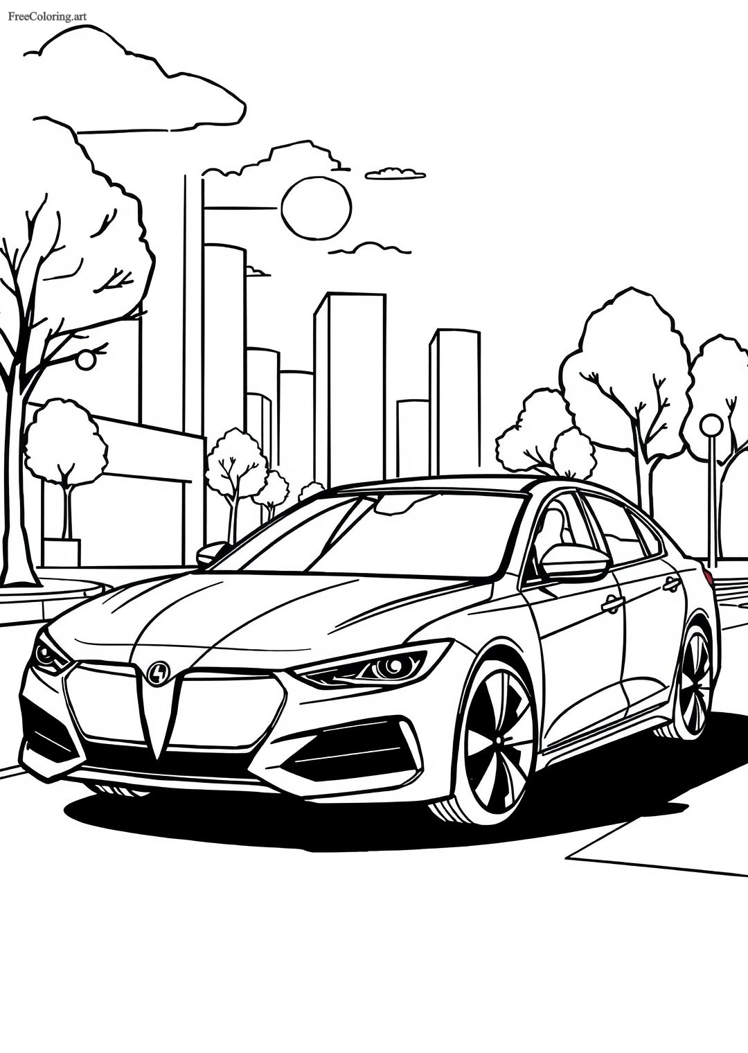 Modern Sedan Coloring Page
