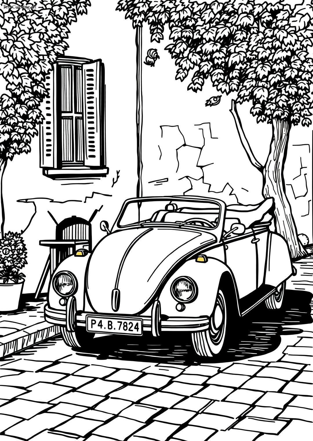 Vintage Convertible Coloring Page
