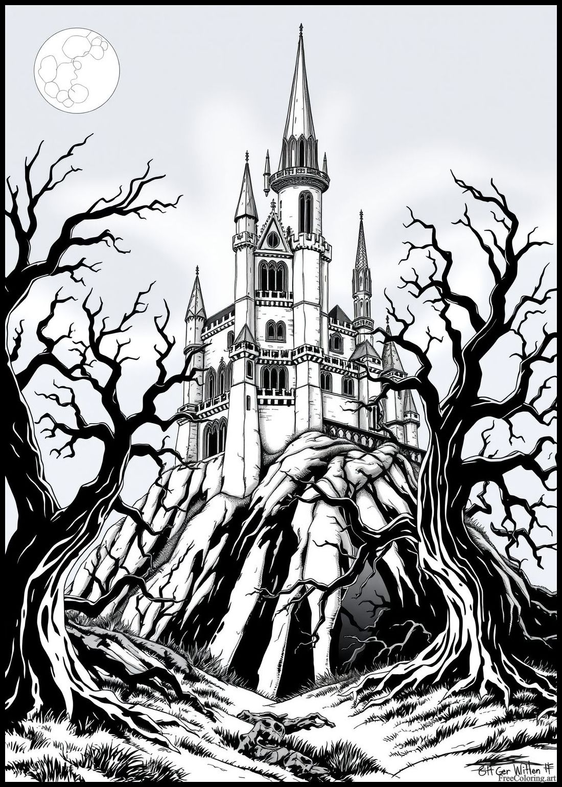 Haunted Castle With Spooky Trees