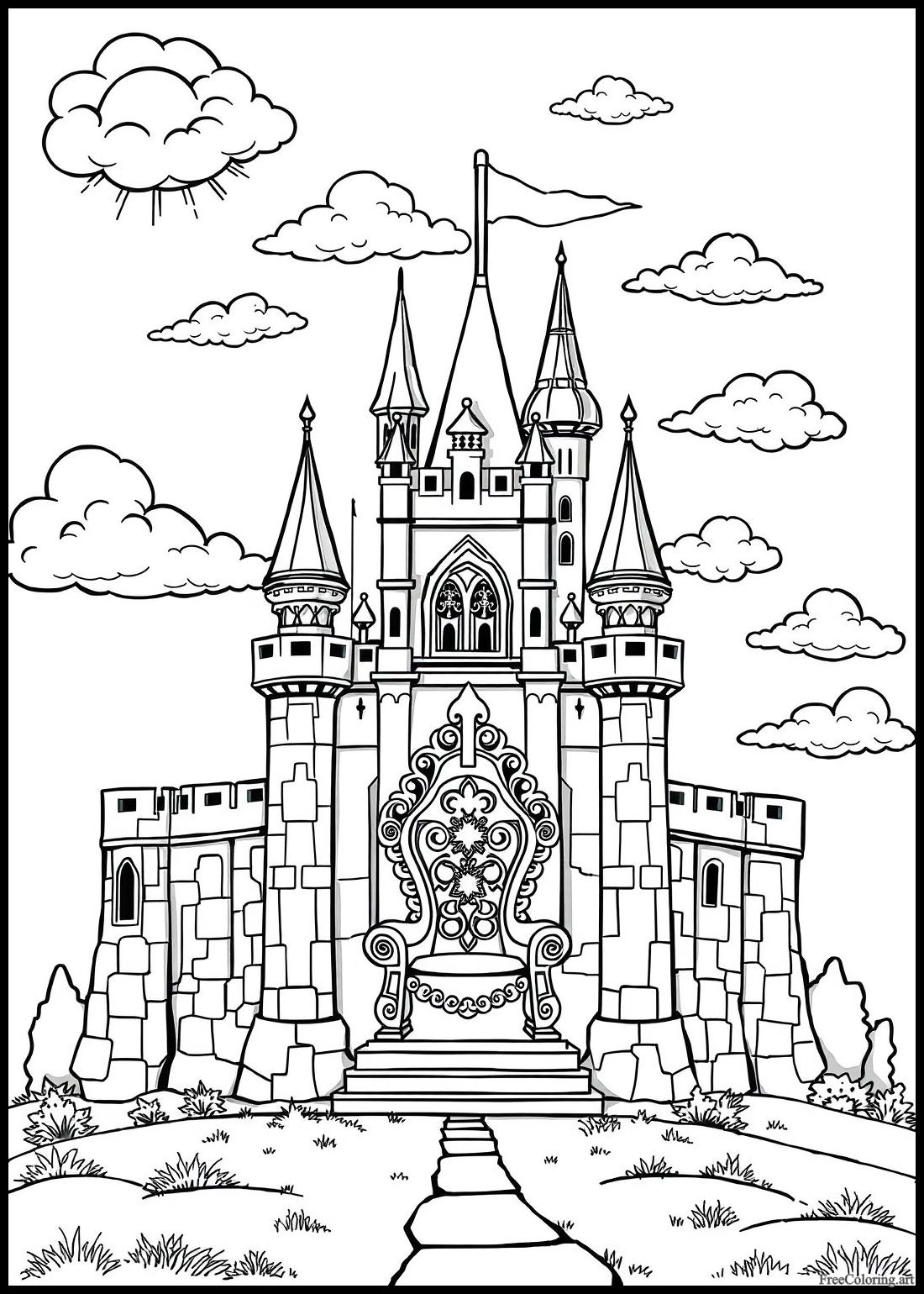 King And Queens Castle With Throne