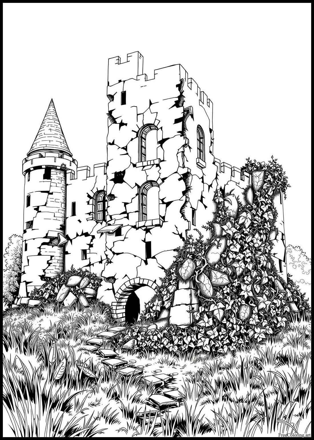 Ruined Castle With Broken Walls