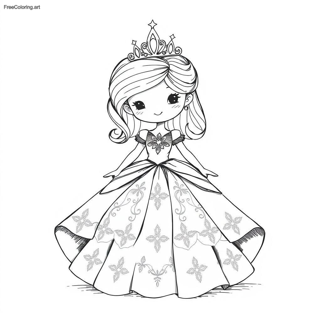 Poupée princesse mignonne avec une robe fluide