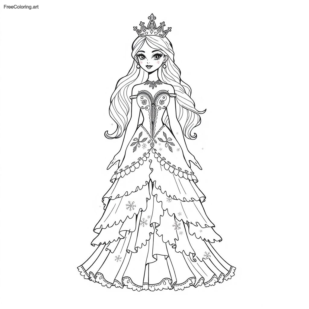 Poupée princesse des glaces portant une robe d'hiver