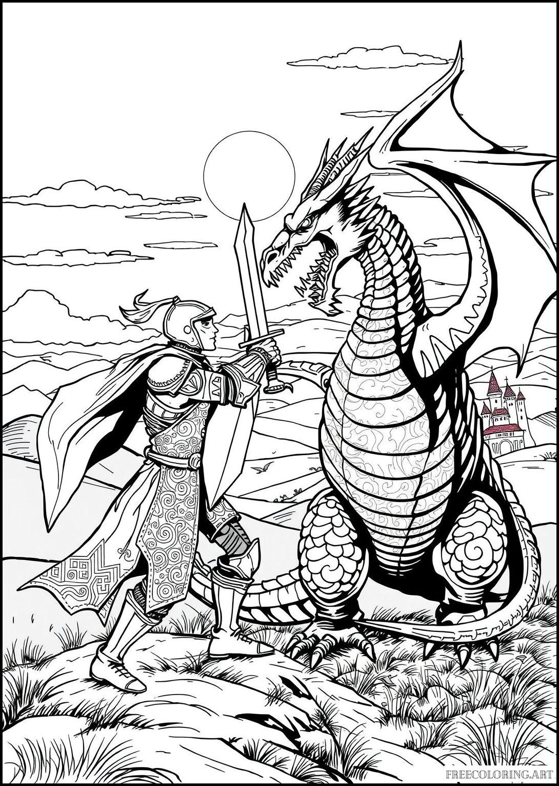 Knight Fighting A Dragon