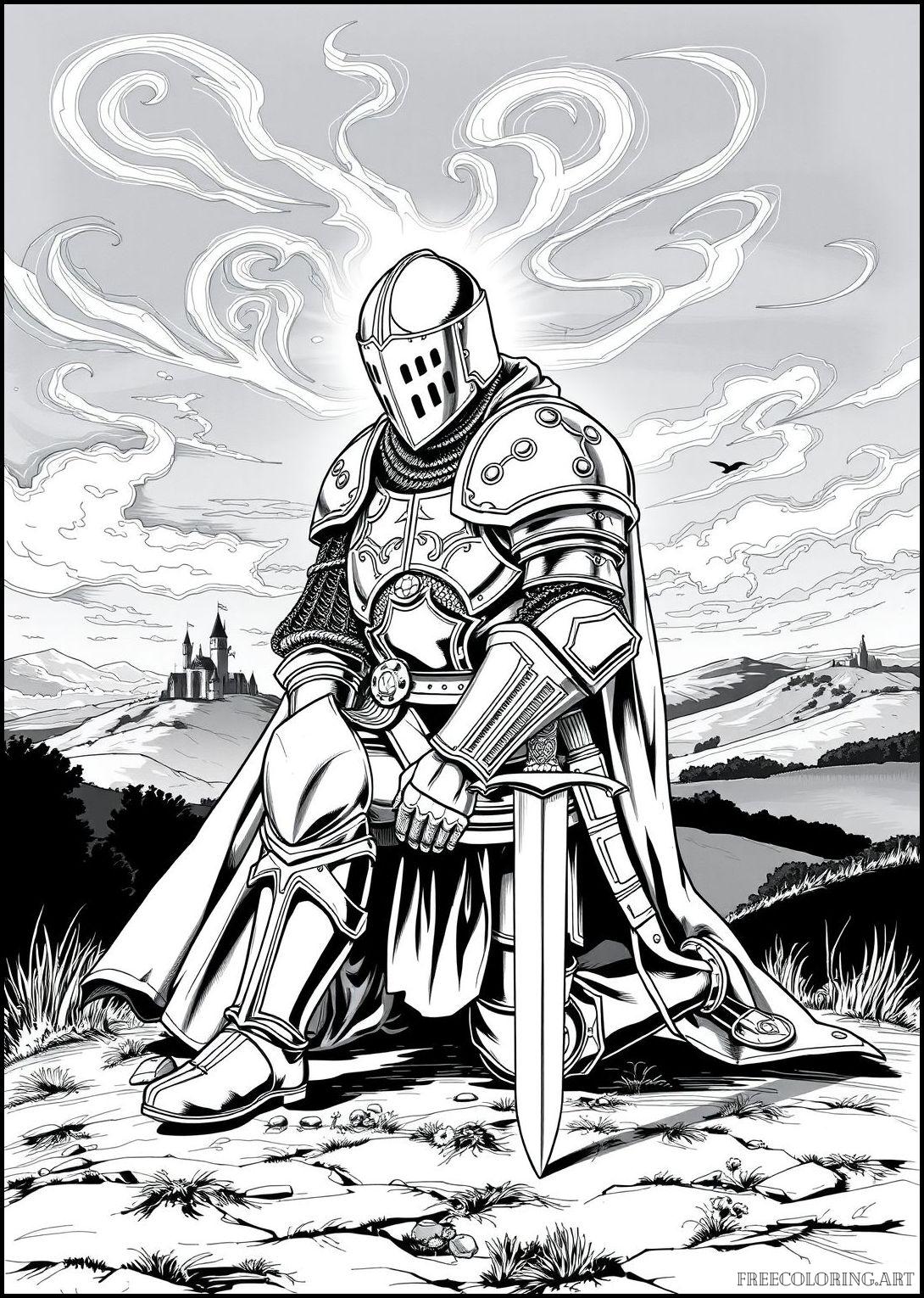 Knight Kneeling With A Sword In The Ground