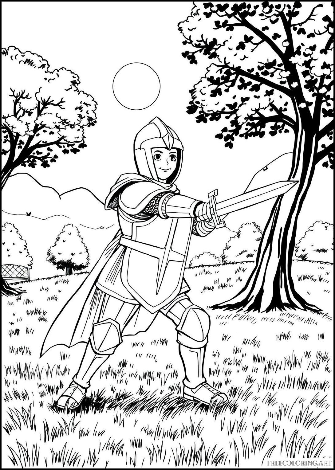 Knight Practicing Sword Fighting