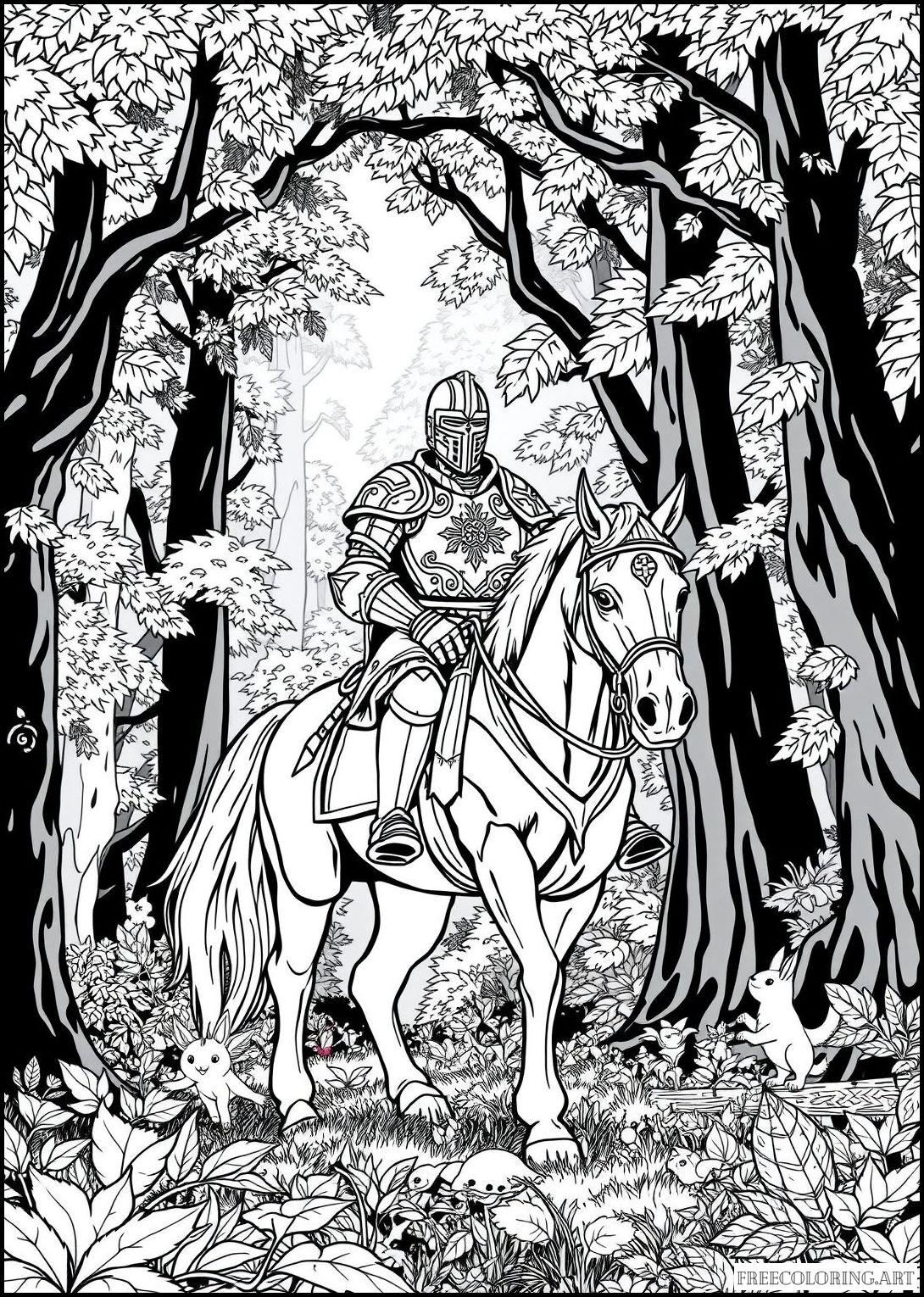 Knight Riding Through A Dense Forest