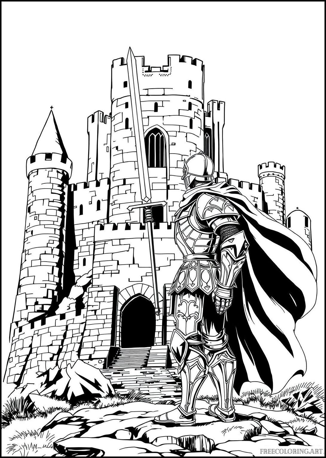 Knight Standing Before A Mighty Fortress