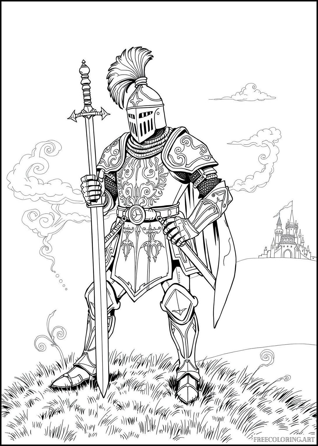 Medieval Knight With A Plume Helmet