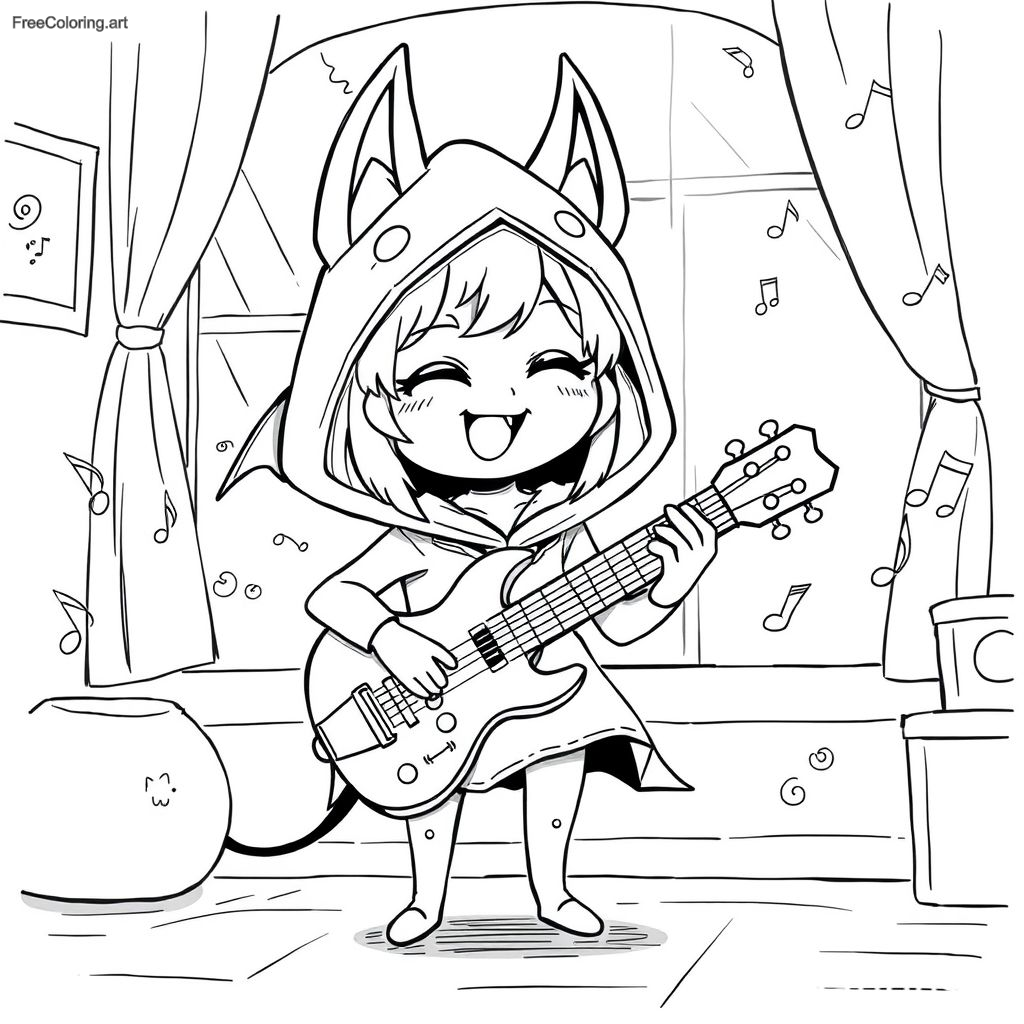 Kuromi Playing A Guitar