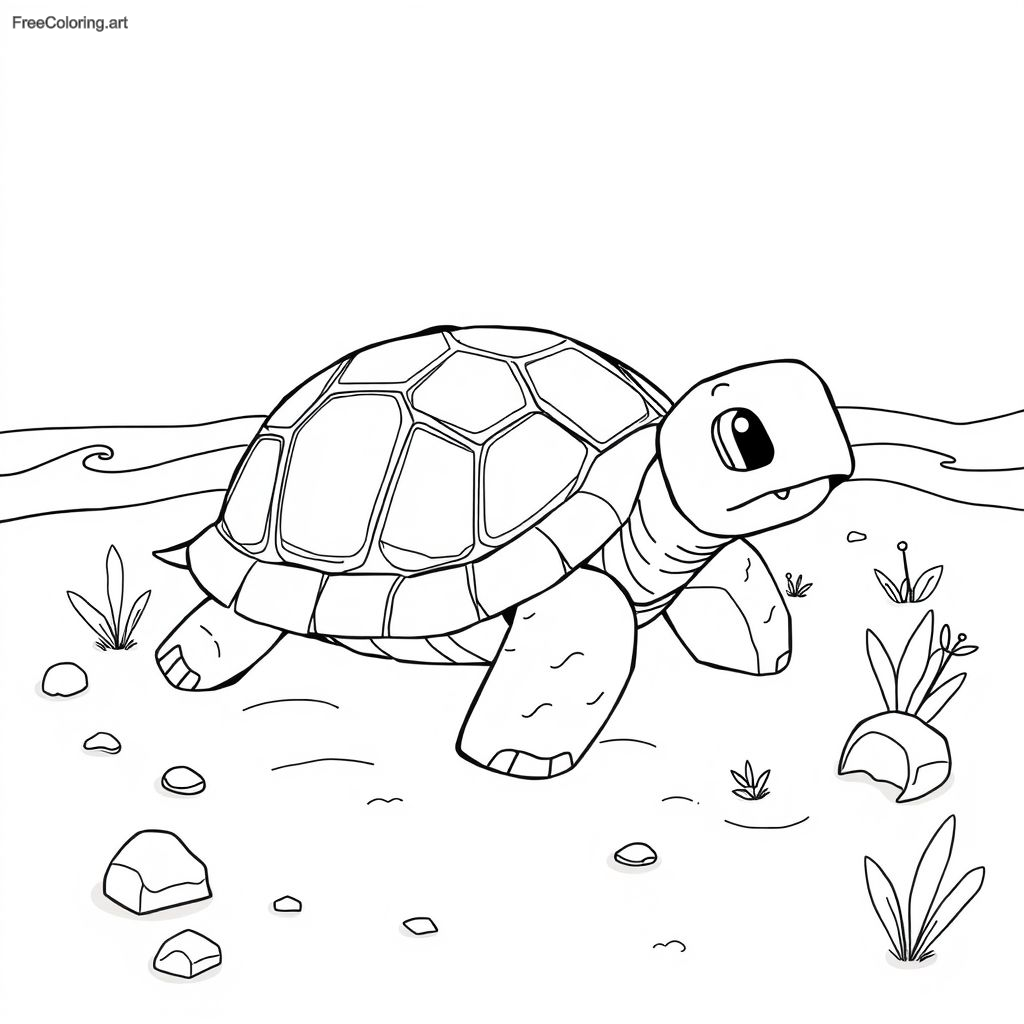 Tortue Minecraft sur une plage de sable