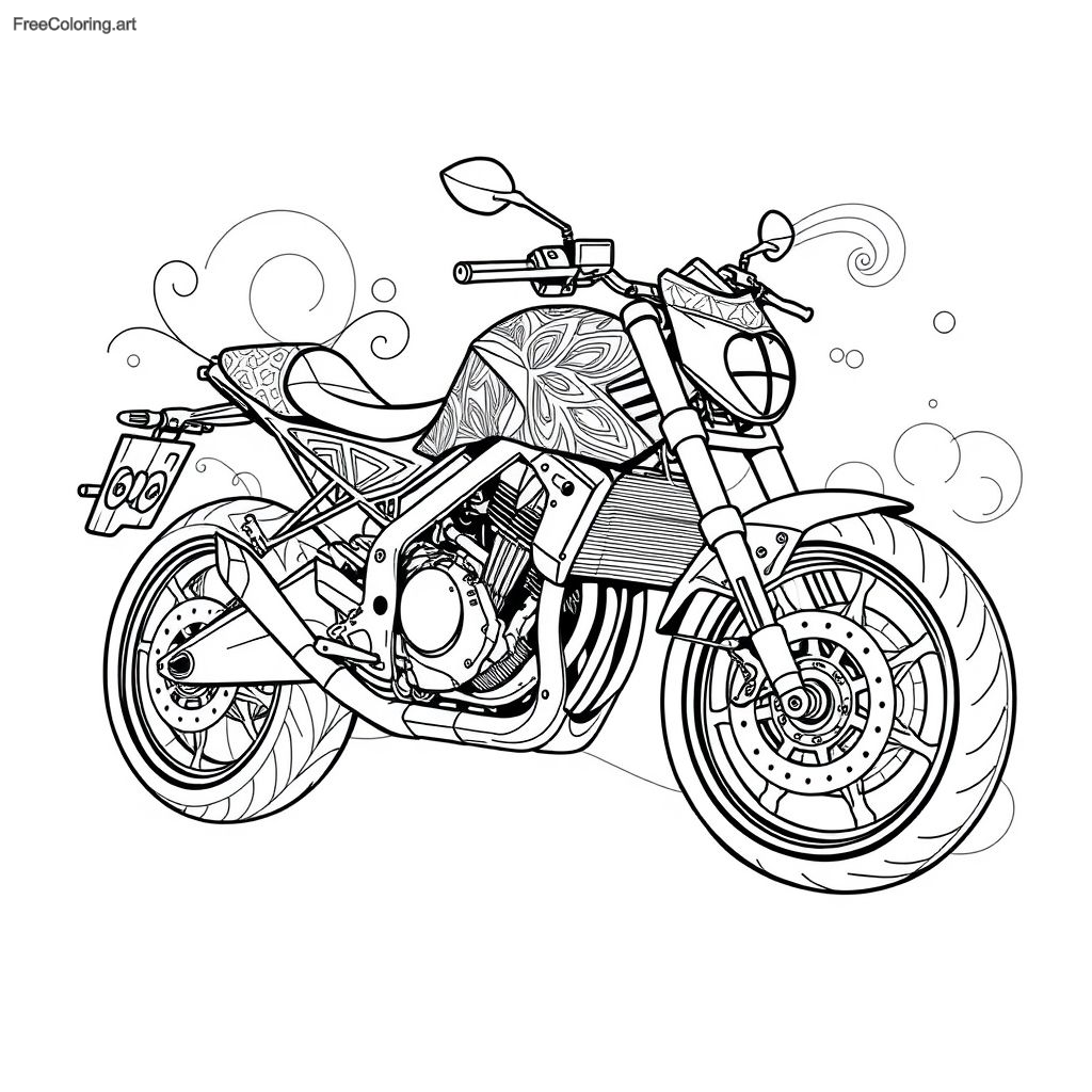 Coloriage de moto artistique