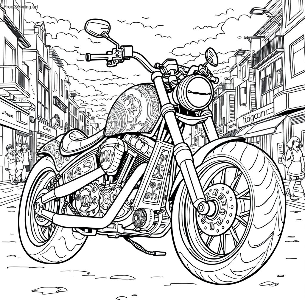 Coloriage de moto de Chopper