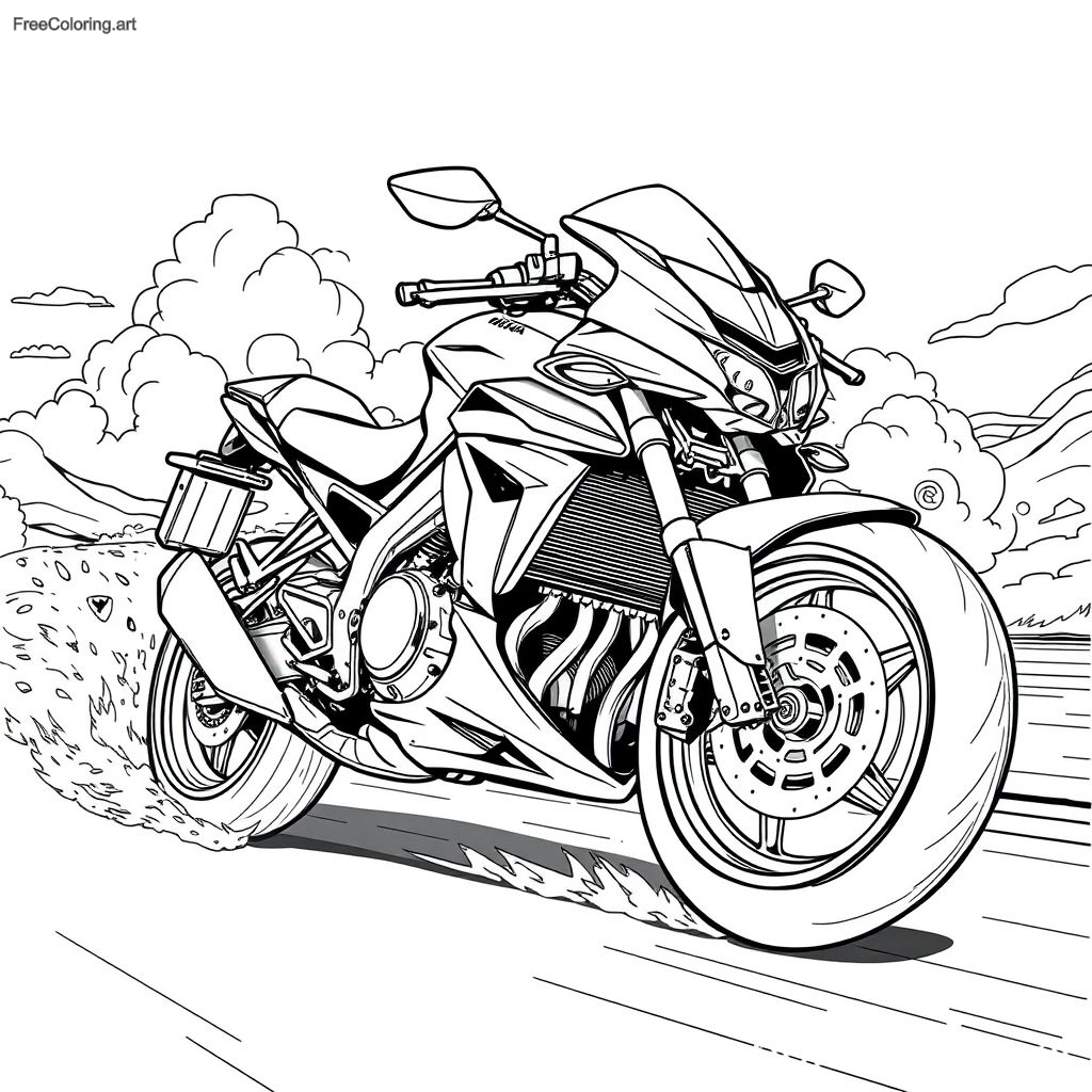 Coloriage de moto dynamique