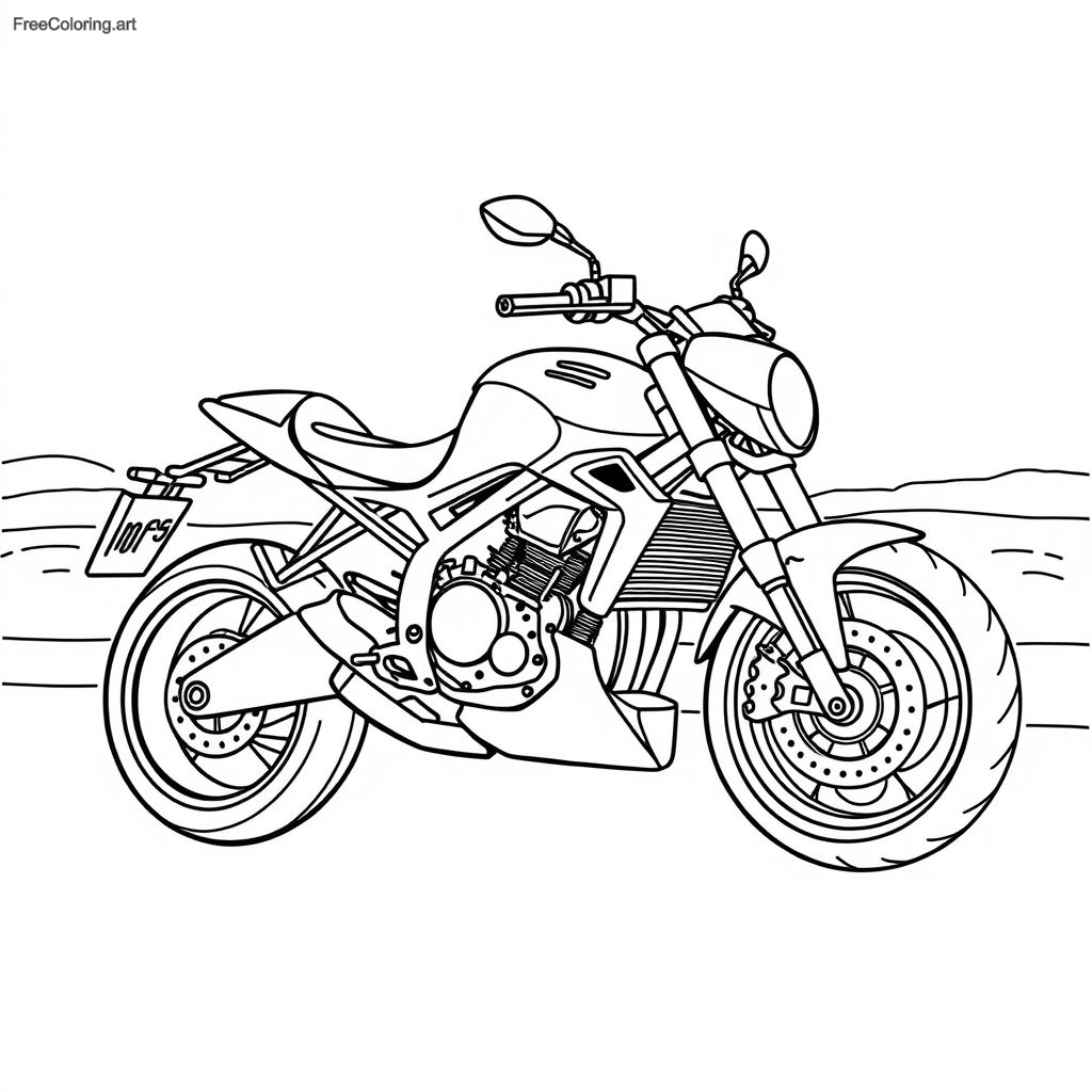 Coloriage de moto minimaliste