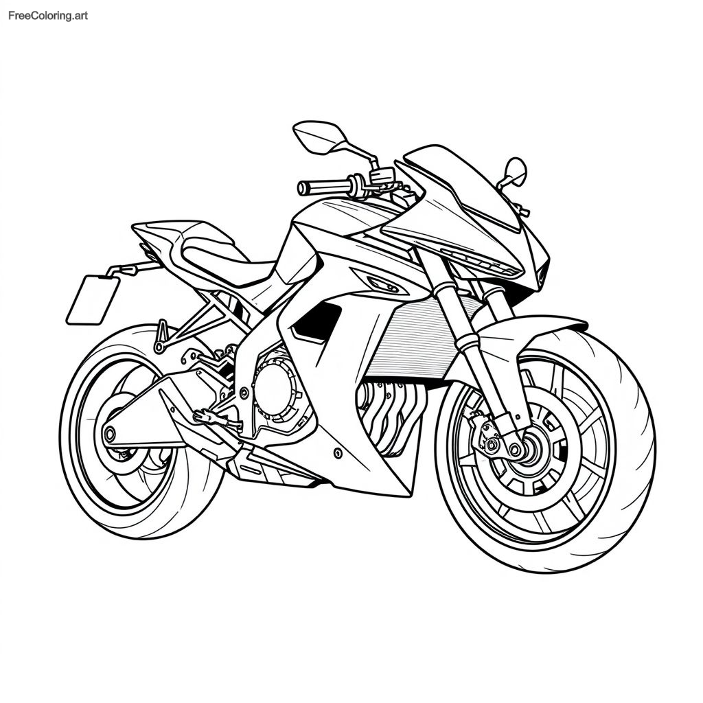 Coloriage de moto rationalisé