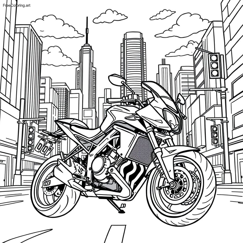 Coloriage de moto urbaine