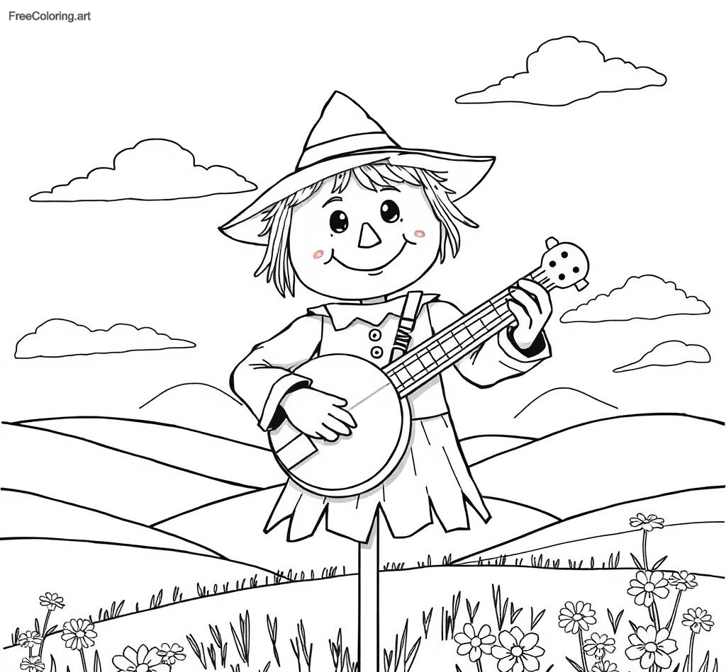 Scarecrow Playing A Banjo