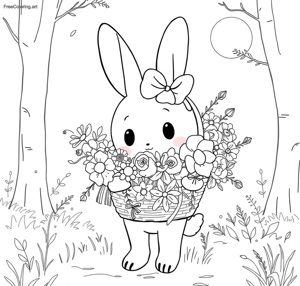 My Melody Holding A Basket Of Flowers