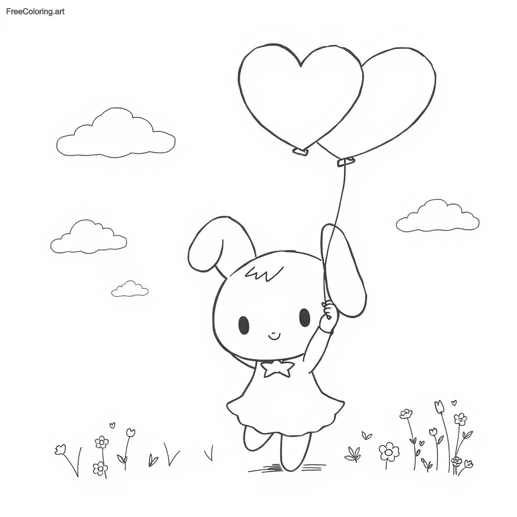 My Melody Holding A Heart Balloon