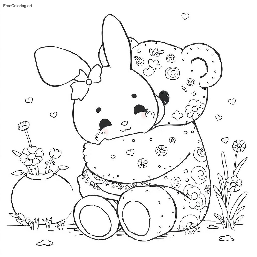 My Melody Hugging A Giant Teddy Bear