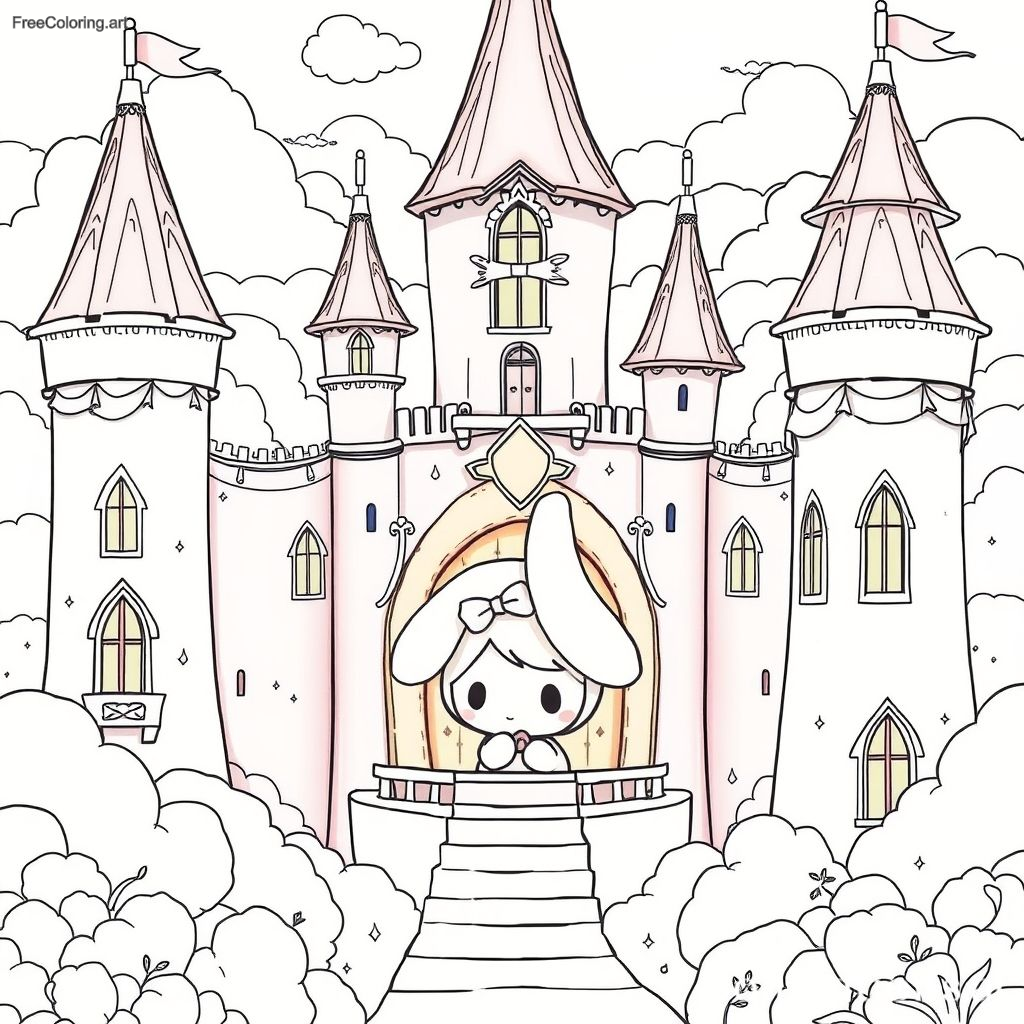 My Melody Inside A Dreamy Pastel Castle