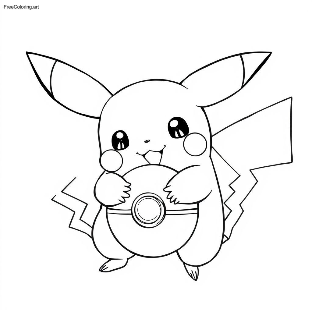 Pikachu Hugging A Pok Ball