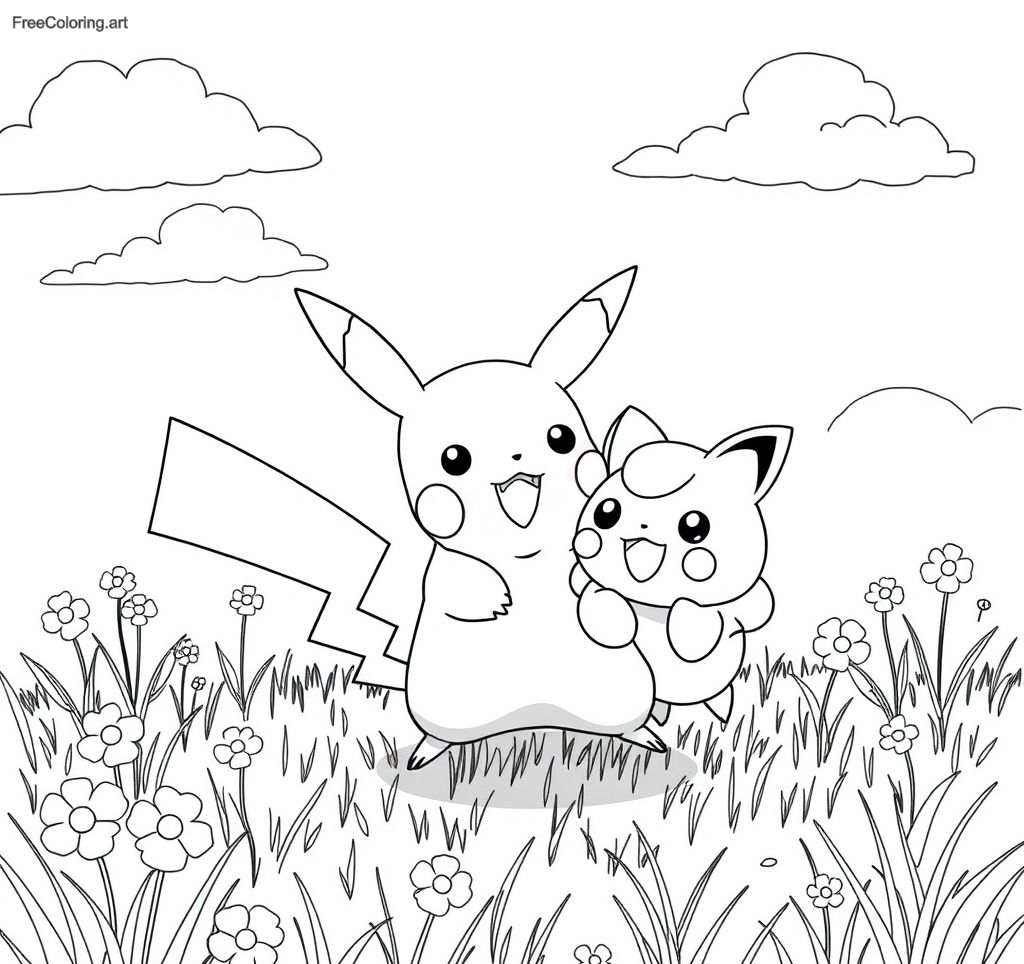 Pikachu Playing With A Jigglypuff