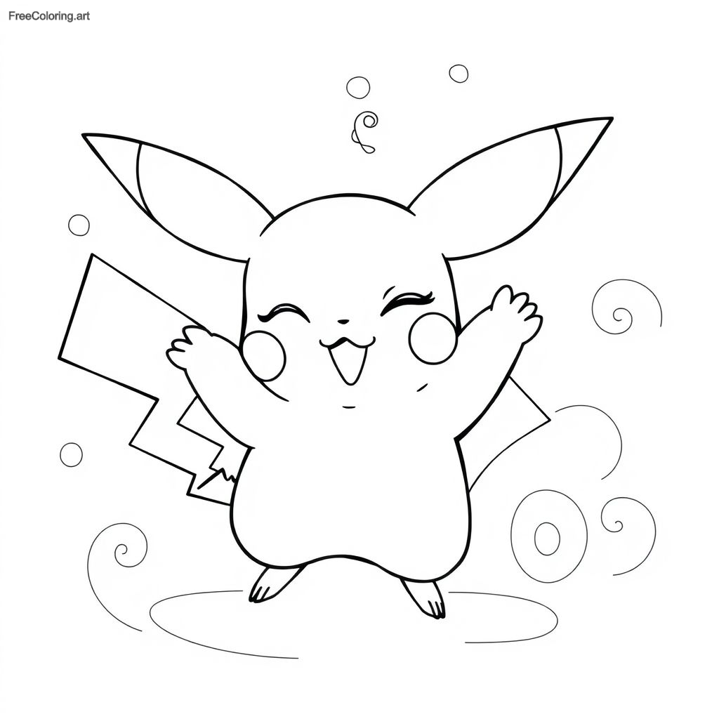 Pikachu clignant de l'œil et prenant une pose mignonne