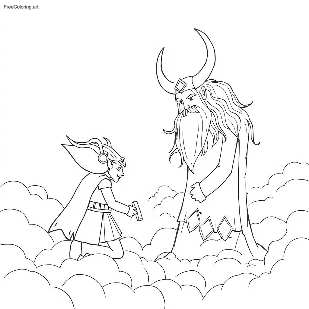 Thor Kneeling Before Odin